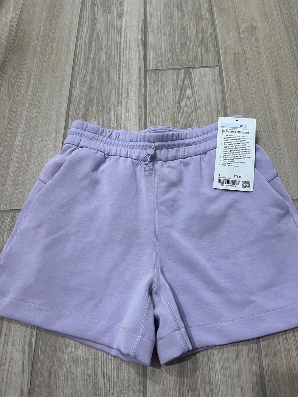 NWT Lululemon Softstreme High Rise Shorts 4” Lilac Ether Sz 4